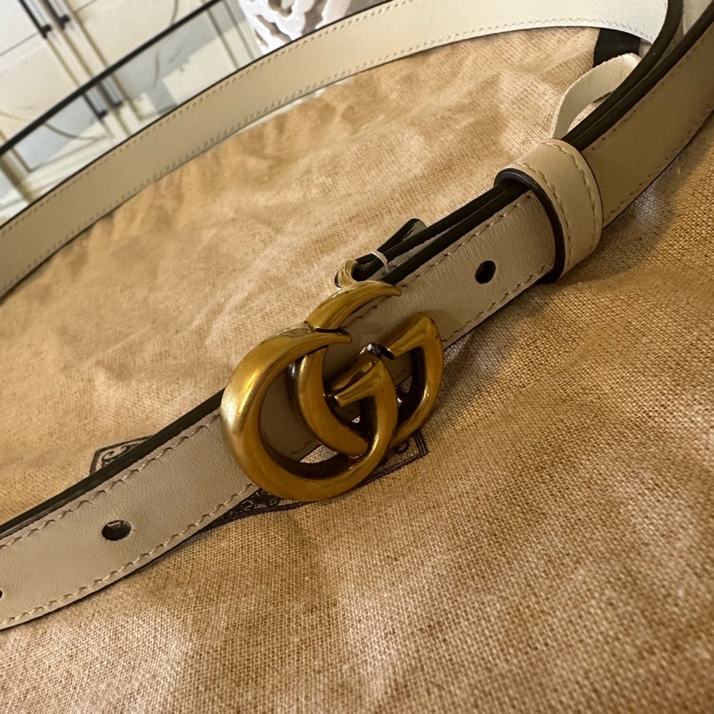 Gucci Double G Ivory Belt 70